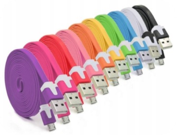 USB - плоский кабель microUSB, 3 м