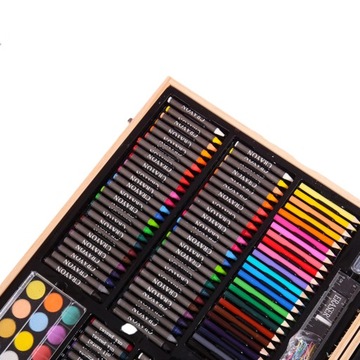 БОЛЬШОЙ ДЕРЕВЯННЫЙ ХУДОЖЕСТВЕННЫЙ НАБОР МАРКЕРОВ мелки краски LITTLE ARTIST 251 шт.