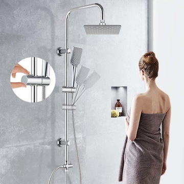 Термостатический смеситель для душа GROHE + кубический тропический душ Reihe КОЛОННА