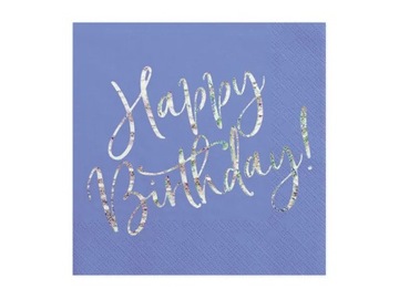 Serwetki Happy Birthday 33x33cm Granatowe Urodziny