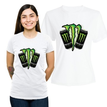 Koszulka Damska z Nadrukiem Bawełniany T-shirt Monster Energy Prezent XXL