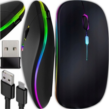 Легкая тихая беспроводная светодиодная мышь RGB Mouse для офисного ноутбука