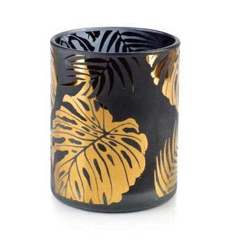 Świecznik szklany Czarny matowy Jungle Gold 10cm