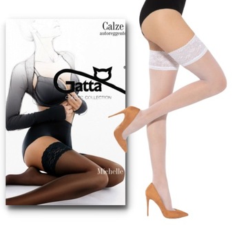 Pończochy samonośne LYCRA Gatta Michelle 3/4 białe