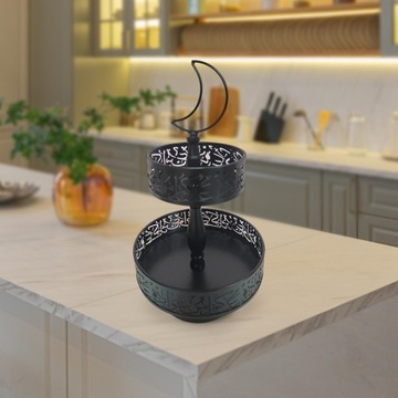 Ид Мубарак Двухэтажный Железный Поднос Контейнер Украшение Стола Черный