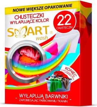 CHUSTECZKI DO PRANIA PRZECIW FARBOWANIU UBRAŃ WYŁAPUJĄCE KOLOR 22 SZTUKI