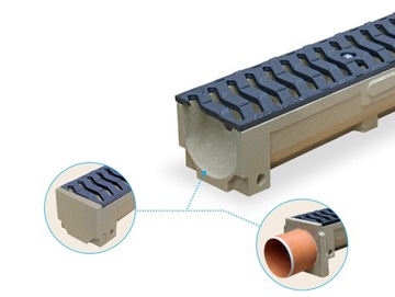 Odwodnienie Polimerobeton B125 wys. 8 cm z króćcem