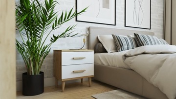 Szafka nocna OSLO2 Styl Skandynawski Wotan/Biały