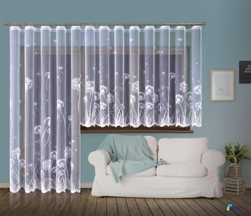 Firanka żakardowa Dmuchawce latawce wiatr Biała krótka metraż 622380 160cm