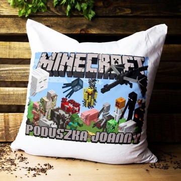 ZESTAW KUBEK PODUSZKA MINECRAFT MINER NADRUK IMIĘ KSYWKA