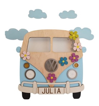 LAMPKA NOCNA ŚCIENNA DLA DZIECI LED CAMPER AUTO IMIĘ DZIECKA PREZENT CHMURA