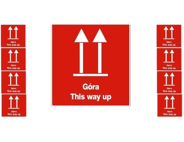 ETYKIETY SAMOPRZYLEPNE Z NADRUKIEM GÓRA THIS WAY UP nalepki na paczkę