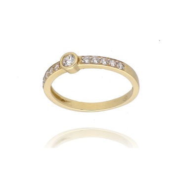 Złoty pierścionek zaręczyny oczko cyrkonie ring delikatny r 12 333 1,56 g