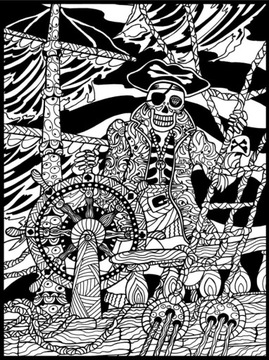 Kolorowanka welwetowa 47x35 zjawa pirata
