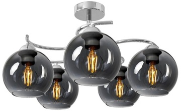 LAMPA WISZĄCA SUFITOWA ŻYRANDOL NOWOCZESNA CHROM SZKLANE KULE GRAFIT LED