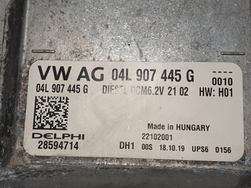 AUDI Q2 GOLF VII A3 8V JEDNOTKA ŘÍZENÍ MOTORU ECU 04L907445G 1.6TDI