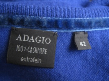 ADAGIO cashmere chabrowy sweterek 100% kaszmir 40 L