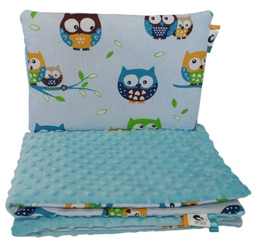 LiLo KOMPLET POŚCIELI MINKY do wózka kocyk 50x75 poduszka 25x35 bawełna 2el