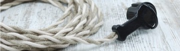 kabel len bawełna skręcany przewód w oplocie naturalnym lampa pająk 2x075
