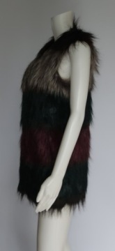 Папайя зимний мех жилет мех длинный красочный фиолетовый S 36