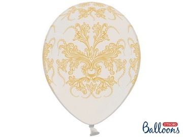 Balony ŚLUBNE biało złote OZDOBNE 30cm dekoracje na ślub WESELE 6sztuk
