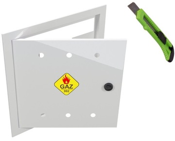 DRZWICZKI I RAMKA SKRZYNKA GAZOWA 400x400 BIAŁA GAZ SZAFKA + NÓŻ GRATIS