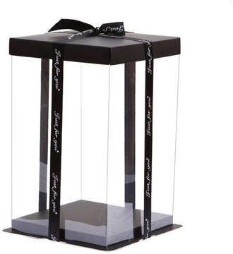 PRZEŹROCZYSTE PUDEŁKO NA MISIA Z RÓŻ 25 CM