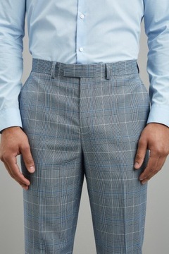 Burton niebieskie garniturowe spodnie w kratę W32
