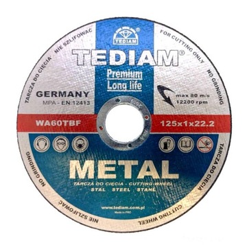 Tarcza do cięcia metalu TEDIAM PREMIUM 125X1,0mm