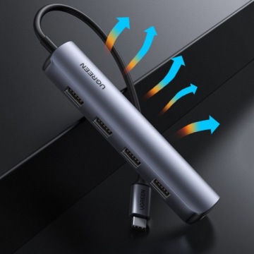 UGREEN Переходник-концентратор Splitter USB-C To 4x USB 3.0 5Gbps HDMI 4K 30Hz 20cm