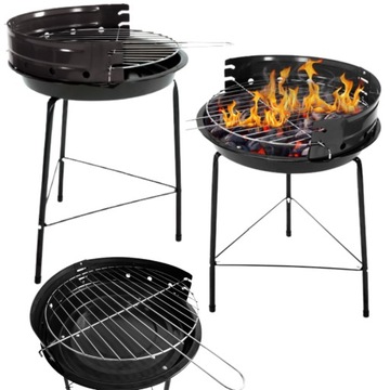 GRILL WĘGLOWY OGRODOWY REGULOWANY OKRĄGŁY 30 x 30 cm
