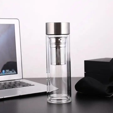 BUTELKA SZKLANA TERMICZNA Z ZAPARZACZEM FILTREM BIDON NA WODĘ KAMILLE