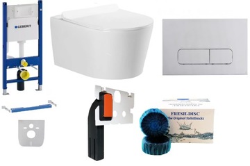 ZESTAW Stelaż WC GEBERIT + przycisk chrom mat + miska WC + deska W/O+ FRESH