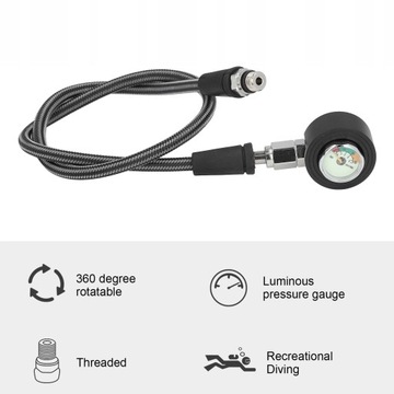 МАНОМЕТР СО ШЛАНГОМ ВЫСОКОГО ДАВЛЕНИЯ ДЛЯ ПОГРУЖЕНИЙ 65СМ