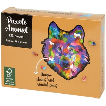 Puzzle Animal Wilk 134el unikalny kształt puzzli