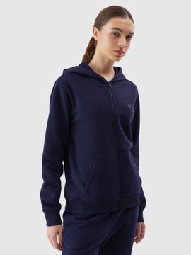 BLUZA 4F DAMSKA DRESOWA ROZPINANA Z KAPTUREM - GRANATOWA r. M