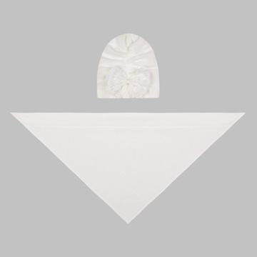 TURBANIK OCIEPLANY AURELIA ECRU Z APASZKĄ - 74