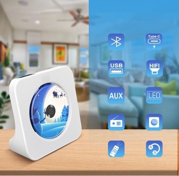 НАСТОЛЬНЫЙ CD-ПЛЕЕР С BLUETOOTH ВСТРОЕННЫЕ HIFI ДИНАМИКИ ДОМАШНЕЕ FM-РАДИО