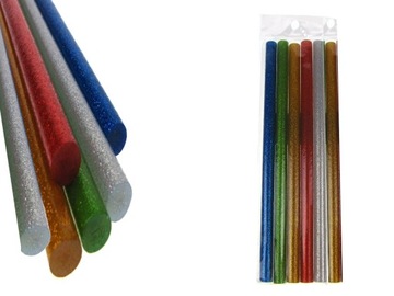 Klej na gorąco BROKAT 7 mm 18 cm kpl 6 szt CIENKI