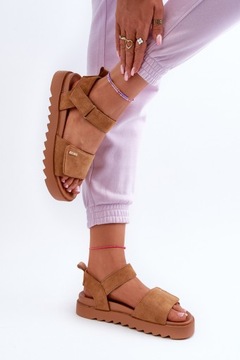 САНДАЛИИ ЖЕНСКИЕ НА ПЛАТФОРМЕ ЭКО ЗАМША BIG STAR NN274705 КОРИЧНЕВЫЙ 39