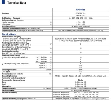 Концевой выключатель Comepi AP4T51Z11 1НО/1НЗ 30мм