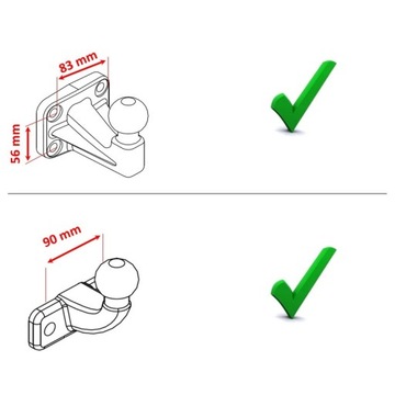 ЛИСТ ДЛЯ РЕГУЛИРОВКИ ВЫСОТЫ ШАРОВОГО КРЮКА НА 2 ВИНТА 90 ММ / 4 ВИНТА 83х56 ММ