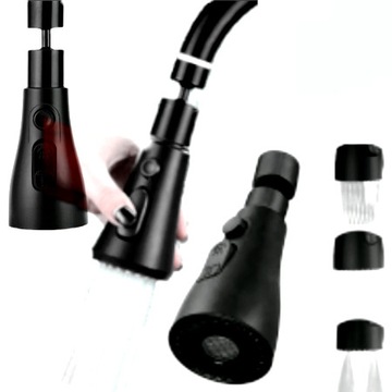 PRZEDŁUŻACZ KRANU KUCHENNEGO AERATOR PERLATOR 3 FUNKCJE 360° CZARNY LOFT