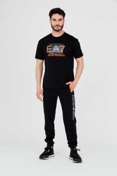 EA7 Czarny t-shirt z holograficznym logo S