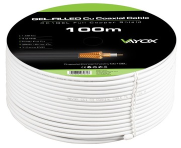 KABEL KONCENTRYCZNY ŻEL PRZEWÓD CZARNY MIEDŹ 100m