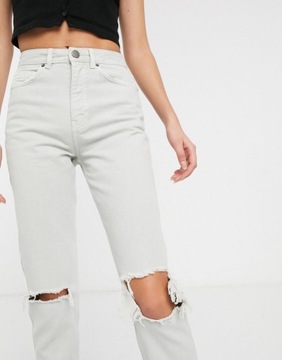 TALL SZARE MOM JEANS DAMSKIE Z DZIURAMI 32/36 1ADP