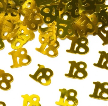 Konfetti Na Stół Cyfra 18 Urodziny Złote Metal 15g