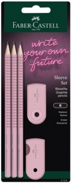 Набір олівців 3 шт. + гумка + точилка FABER-CASTELL SLEEVE ROSE