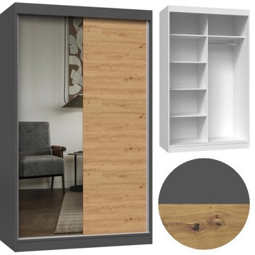 SZAFA IGA 120 Z 1 LUSTREM - ANTRACYT / DĄB ARTISAN