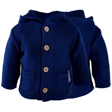 Granatowy sweter z kapturem 92 sweter rozpinany kapturem